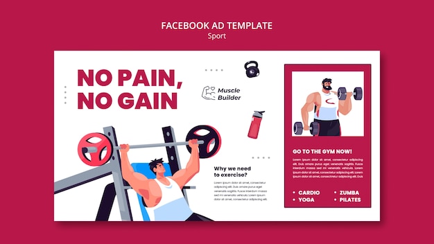 Free PSD hand drawn man training facebook template