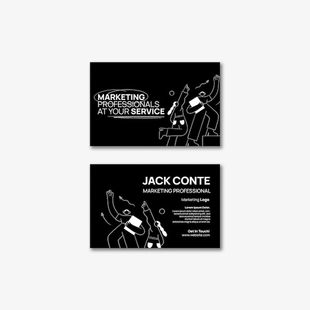 Free PSD hand drawn marketing business cards