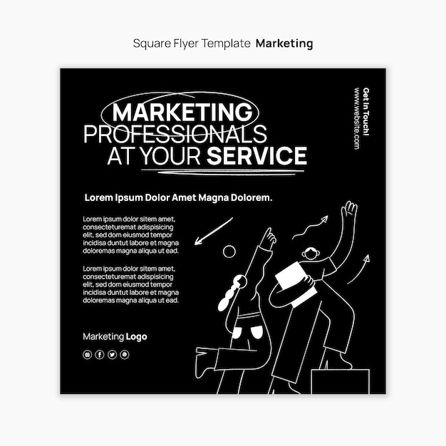 Free PSD hand drawn marketing square flyer template