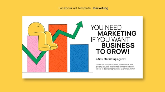 Free PSD hand drawn marketing strategy facebook template