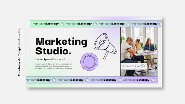 Free PSD hand drawn marketing studio facebook template