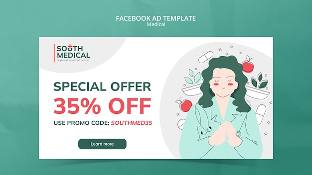 Free PSD hand drawn medical care facebook template