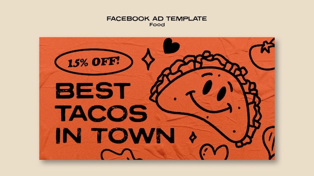 Free PSD hand drawn mexican food facebook template