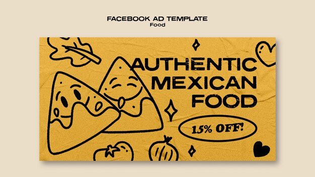 Free PSD hand drawn mexican food facebook template