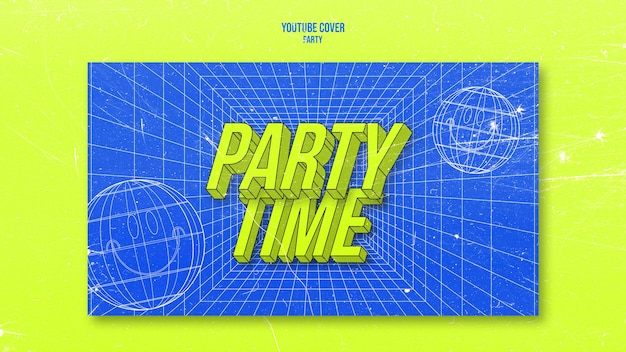 Free PSD hand drawn night party youtube cover