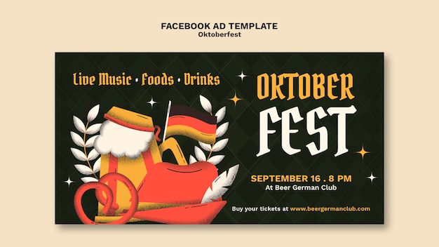 Free PSD hand drawn oktoberfest facebook template