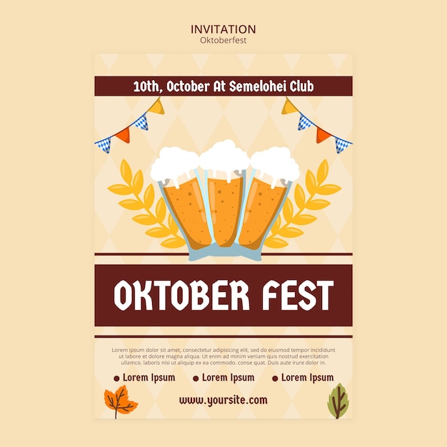 Free PSD hand drawn oktoberfest invitation template