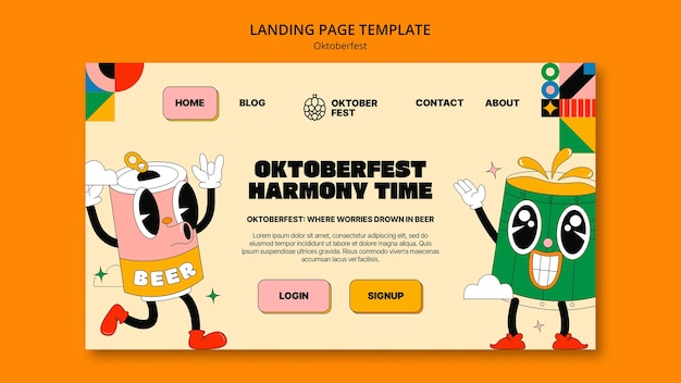 Free PSD hand drawn oktoberfest landing page template