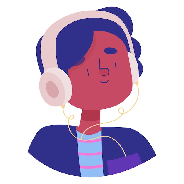 Free PSD hand drawn person listening to music