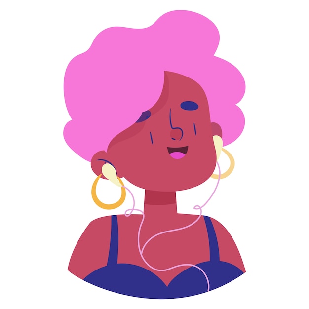 Free PSD hand drawn person listening to music