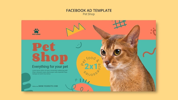 Free PSD hand drawn pet shop facebook template