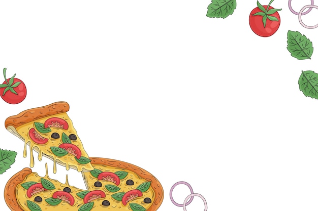 Free PSD hand drawn pizza illustration