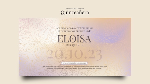 Hand drawn quinceanera celebration facebook template