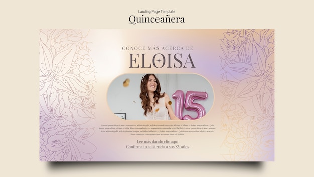 Free PSD hand drawn quinceanera celebration landing page