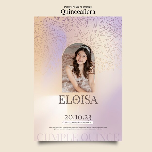 Hand drawn quinceanera celebration poster template