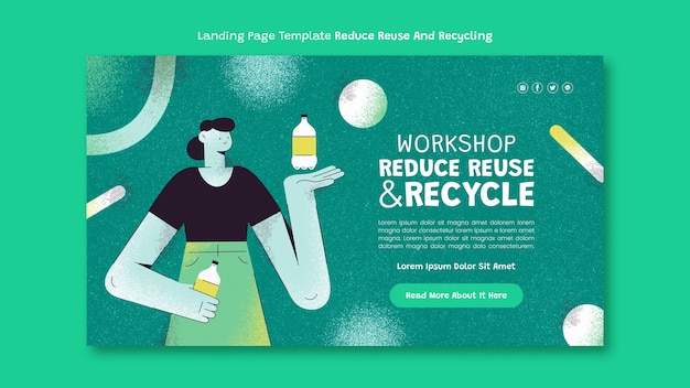 Free PSD hand drawn recycling landing page template