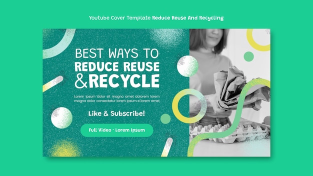 Free PSD hand drawn recycling youtube cover template