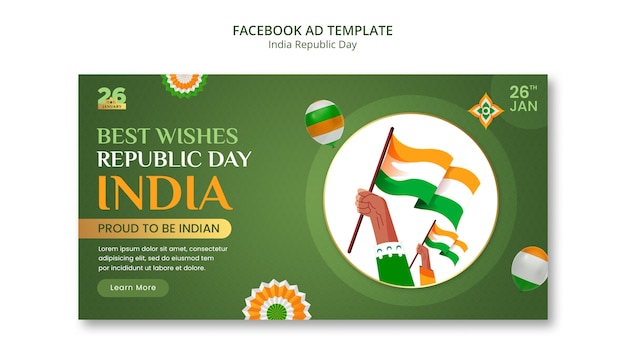 Free PSD hand drawn republic day facebook template