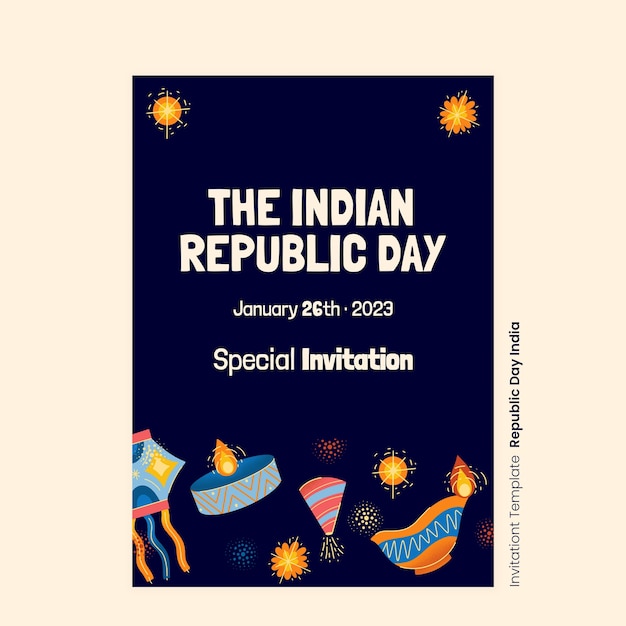 Hand drawn republic day invitation