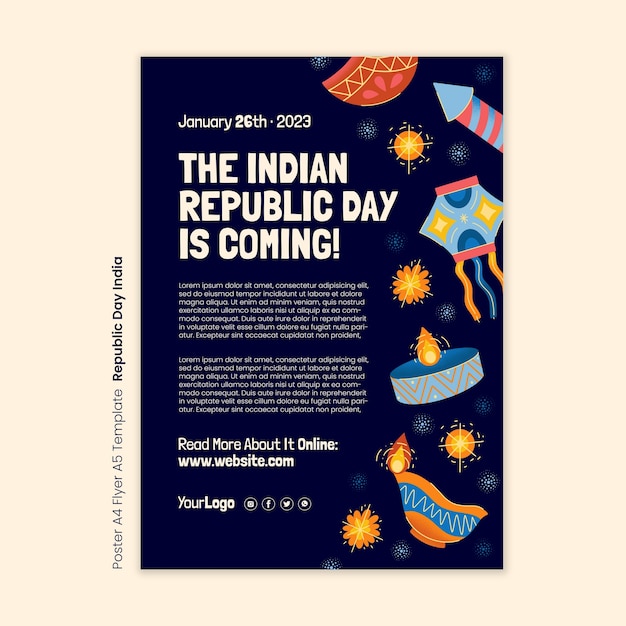 Hand drawn republic day poster template