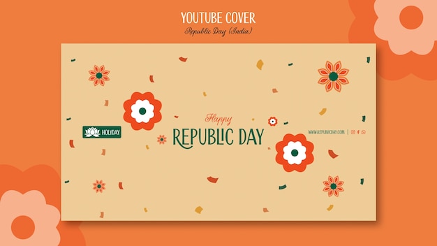 Free PSD hand drawn republic day youtube cover