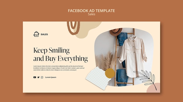 Free PSD hand drawn sales discount facebook template