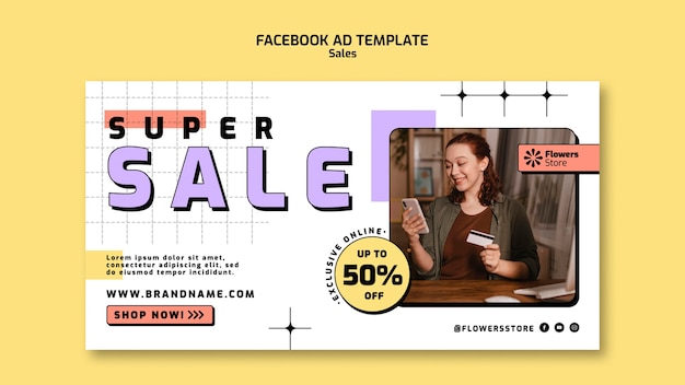 Hand drawn sales facebook template