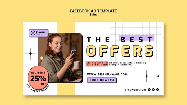 Hand drawn sales facebook template