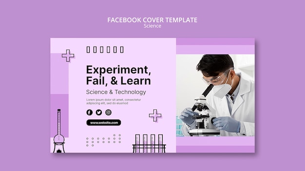 Free PSD hand drawn scientific research facebook cover