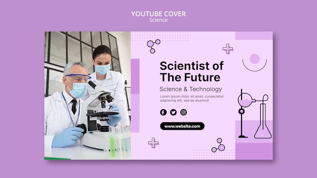 Free PSD hand drawn scientific research youtube cover