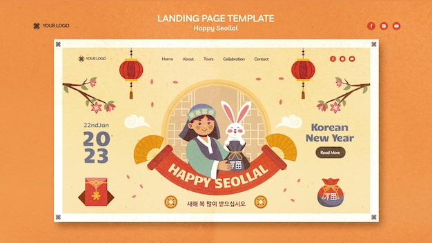 Hand drawn seollal celebration landing page