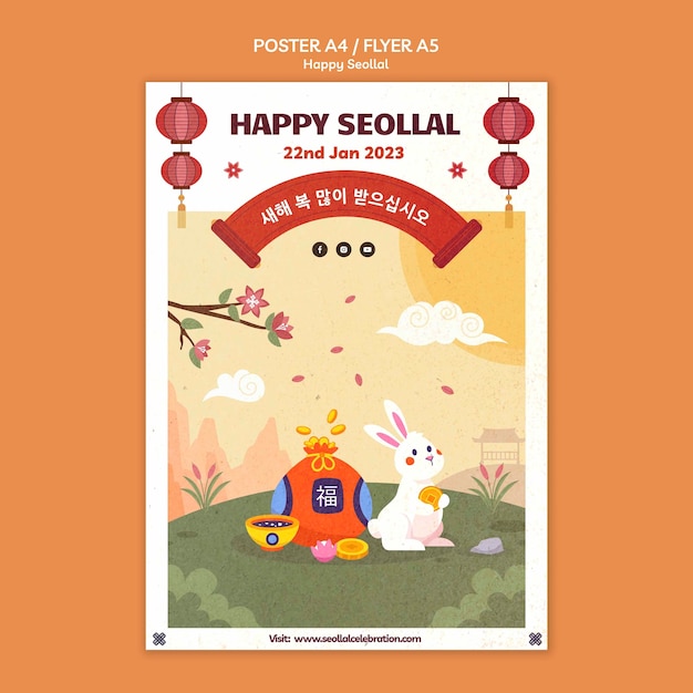 Hand drawn seollal celebration poster