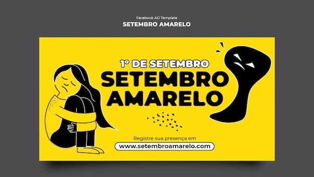 Free PSD hand drawn setembro amarelo facebook template