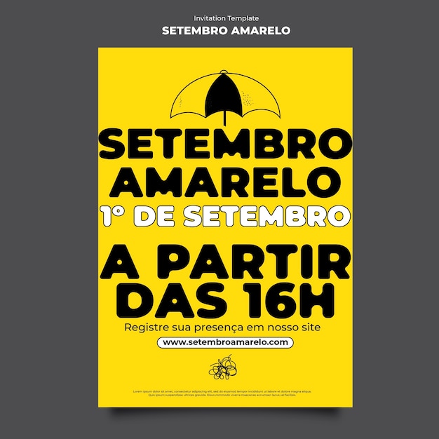 Hand drawn setembro amarelo invitation template