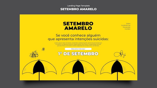 Free PSD hand drawn setembro amarelo landing page