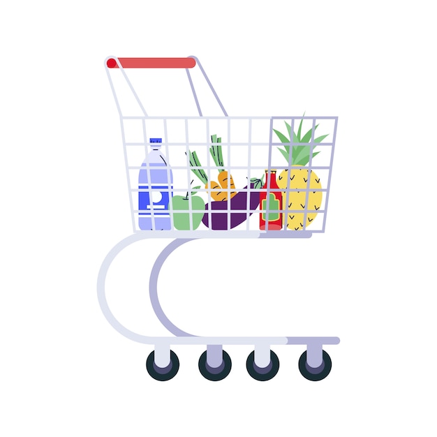 Hand drawn shopping cart isolated