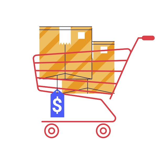 Free PSD hand drawn shopping cart isolated