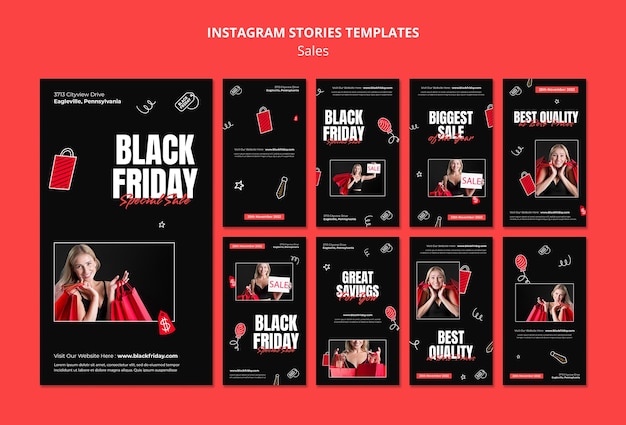 Free PSD hand drawn special sale instagram stories