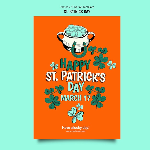 Free PSD hand drawn st. patrick's day  poster template