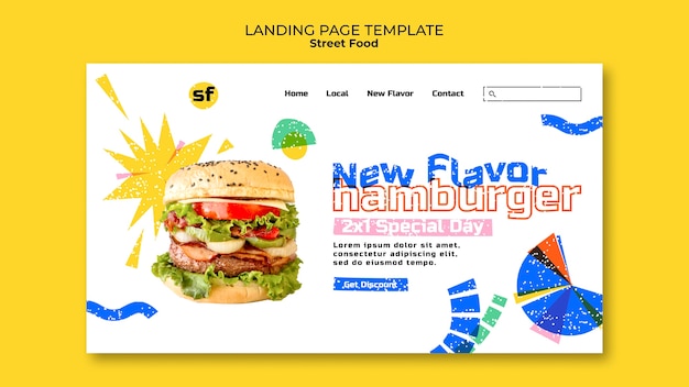 Free PSD hand drawn street food landing page template