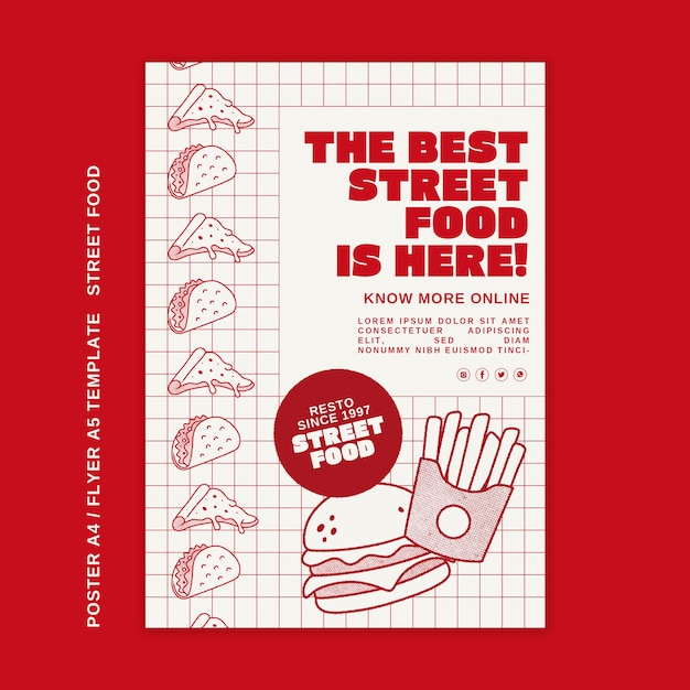 Free PSD hand drawn street food poster template