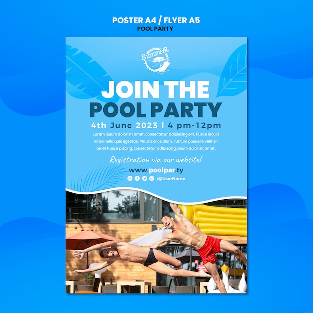 Free PSD hand drawn summer party poster template