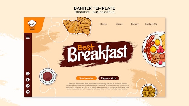 Free PSD hand drawn tasty breakfast banner template