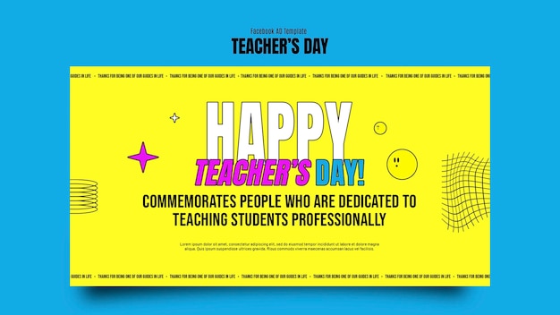 Free PSD hand drawn teacher's day facebook template