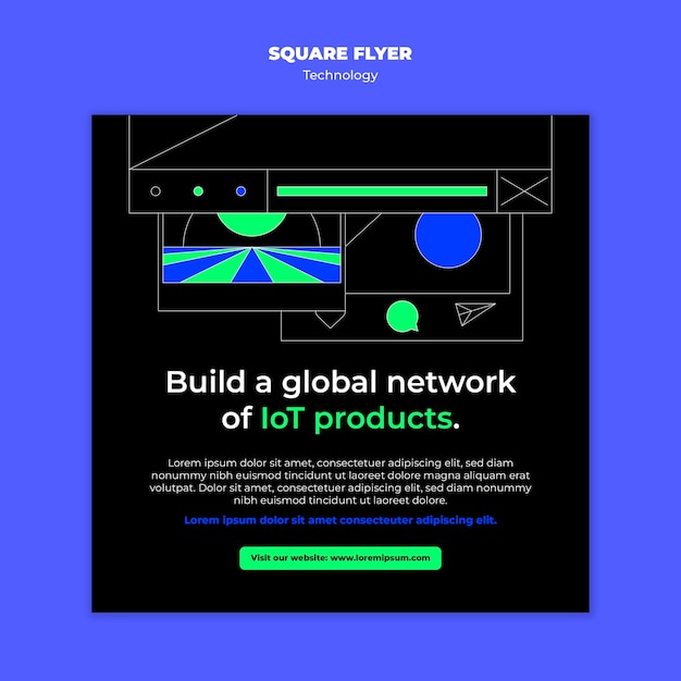 Free PSD hand drawn technology square flyer template