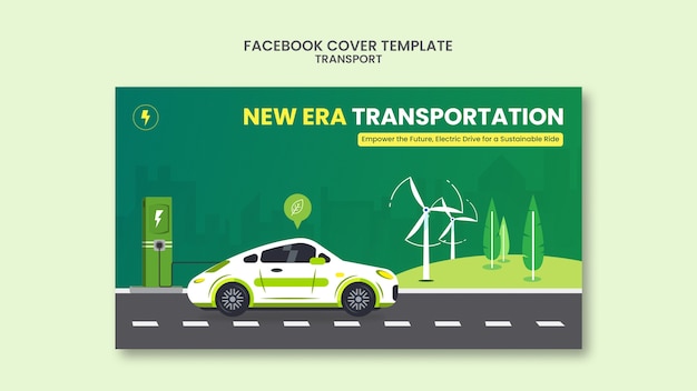 Hand drawn transport facebook cover template