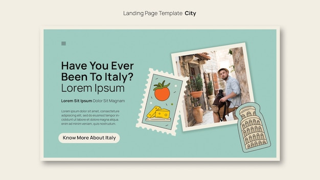 Free PSD hand drawn traveling concept landing page