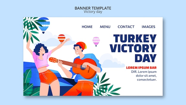 Free PSD hand drawn victory day landing page