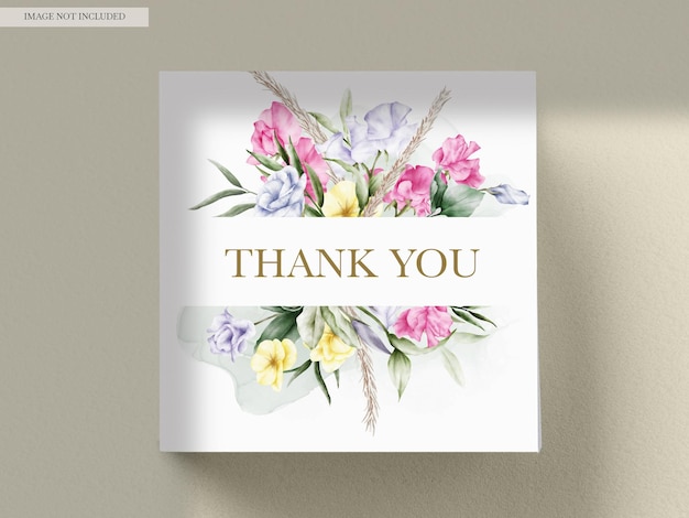 Free PSD hand drawn watercolor floral wedding invitation card