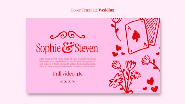 Free PSD hand drawn wedding celebration youtube cover